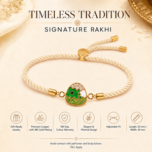 18K Gold Plated Rakhi Stone-Studded Dinosaur Egg Motif Kids Rakhi - House of Viya