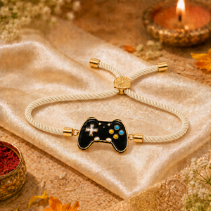 18K Gold Plated Rakhi Game Controller Motif Charm Kids Character Rakhi - House of Viya