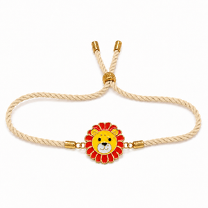 18K Gold Plated Rakhi Lion Motif Animal Charm Kids Character Rakhi - House of Viya