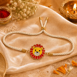 18K Gold Plated Rakhi Lion Motif Animal Charm Kids Character Rakhi - House of Viya