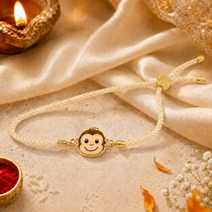 18K Gold Plated Rakhi Monkey Motif Animal Charm Kids Character Rakhi - House of Viya