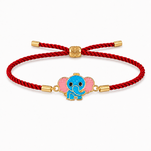 18K Gold Plated Rakhi Elephant Motif Charm Kids Character Rakhi - House of Viya