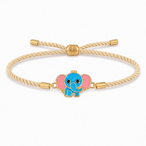 18K Gold Plated Rakhi Elephant Motif Charm Kids Character Rakhi - House of Viya