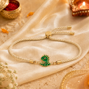 18K Gold Plated Rakhi Dinosaur Motif Charm Kids Character Rakhi - House of Viya