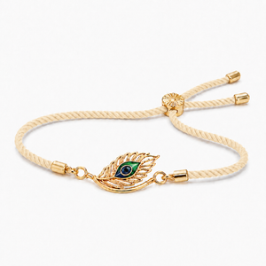 18K Gold Plated Rakhi Krishna Feather Motif Religious Traditional Rakhi - House of Viya
