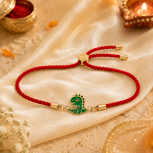18K Gold Plated Rakhi Dinosaur Motif Charm Kids Character Rakhi - House of Viya