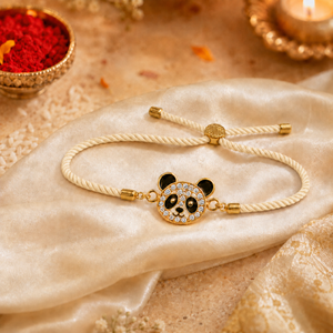 18K Gold Plated Rakhi Panda Animal Motif Charm Kids Character Rakhi - House of Viya
