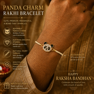 18K Gold Plated Rakhi Panda Animal Motif Charm Kids Character Rakhi - House of Viya