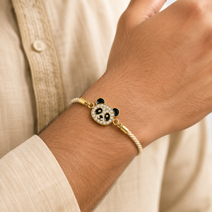 18K Gold Plated Rakhi Panda Animal Motif Charm Kids Character Rakhi - House of Viya