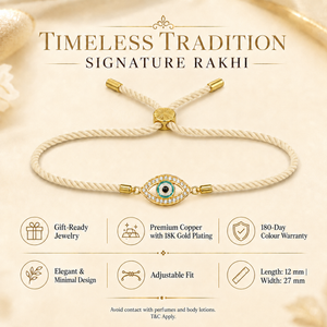 18K Gold Plated Rakhi Stone-Studded Eye Design Motif Charm Rakhi - House of Viya