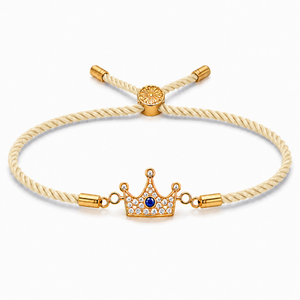 18K Gold Plated Rakhi Stone-Studded Crown Prince Motif Charm Rakhi - House of Viya