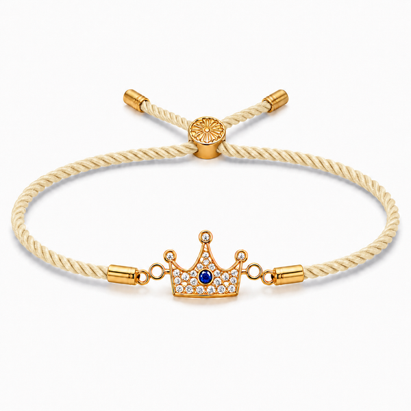 18K Gold Plated Rakhi Stone-Studded Crown Prince Motif Charm Rakhi - House of Viya