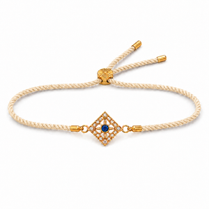 18K Gold Plated Rakhi Stone-Studded Diamond Square Geometric Motif Rakhi - House of Viya