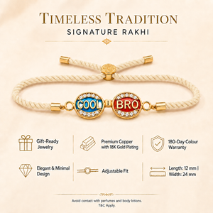 18K Gold Plated Rakhi Stone-Studded Cool Brother Charm Design Rakhi - House of Viya