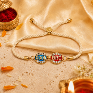 18K Gold Plated Rakhi Stone-Studded Cool Brother Charm Design Rakhi - House of Viya