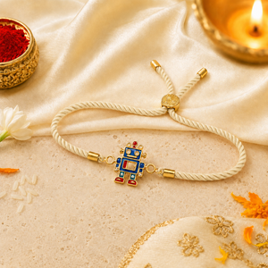 18K Gold Plated Rakhi Stone-Studded Robot Motif Kids Character Rakhi - House of Viya