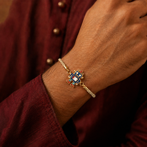 18K Gold Plated Rakhi Stone-Studded Robot Motif Kids Character Rakhi - House of Viya