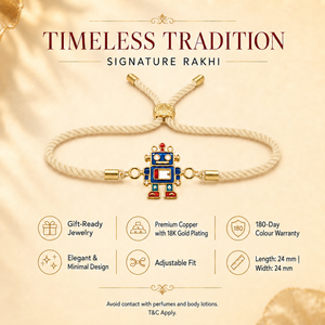 18K Gold Plated Rakhi Stone-Studded Robot Motif Kids Character Rakhi - House of Viya