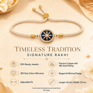 18K Gold Plated Rakhi Stone-Studded Chakra Motif Traditional Rakhi - House of Viya