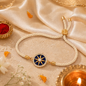 18K Gold Plated Rakhi Stone-Studded Chakra Motif Traditional Rakhi - House of Viya