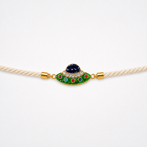 18K Gold Plated Rakhi Stone-Studded UFO Motif Kids Character Rakhi - House of Viya