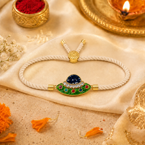 18K Gold Plated Rakhi Stone-Studded UFO Motif Kids Character Rakhi - House of Viya