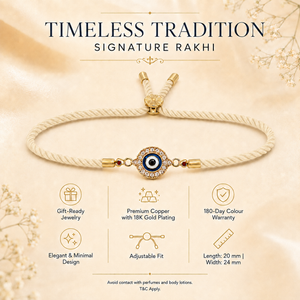 18K Gold Plated Rakhi Stone-Studded Nazar Evil Eye Motif Design Rakhi - House of Viya