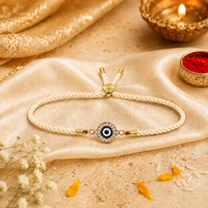 18K Gold Plated Rakhi Stone-Studded Nazar Evil Eye Motif Design Rakhi - House of Viya