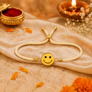 18K Gold Plated Rakhi Smiley Face Motif Charm Kids Character Rakhi - House of Viya