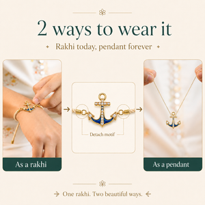 18K Gold Plated Rakhi Stone-Studded Anchor Motif Design Rakhi - House of Viya