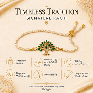18K Gold Plated Rakhi Stone-Studded Tree Motif Floral Design Rakhi - House of Viya
