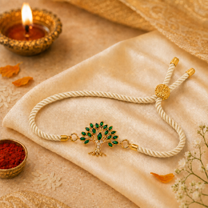 18K Gold Plated Rakhi Stone-Studded Tree Motif Floral Design Rakhi - House of Viya