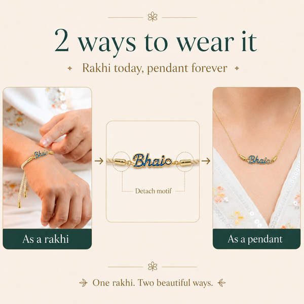 18K Gold Plated Rakhi Bhaio Charm Design Rakhi - House of Viya
