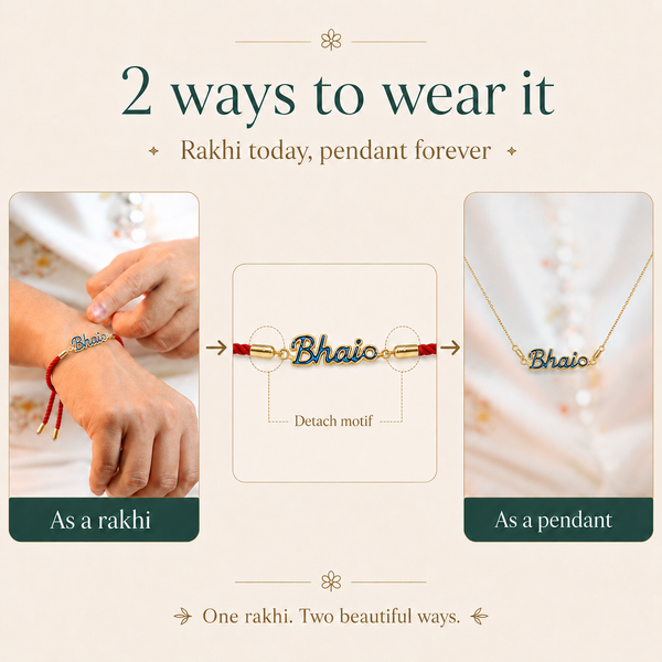18K Gold Plated Rakhi Bhaio Charm Design Rakhi - House of Viya