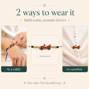 18K Gold Plated Rakhi Stone-Studded Car Motif Charm Kids Rakhi - House of Viya