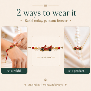 18K Gold Plated Rakhi Stone-Studded Car Motif Charm Kids Rakhi - House of Viya