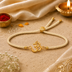 18K Gold Plated Rakhi Om Motif Religious Spiritual Traditional Rakhi - House of Viya