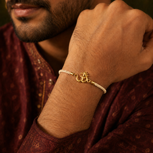 18K Gold Plated Rakhi Om Motif Religious Spiritual Traditional Rakhi - House of Viya