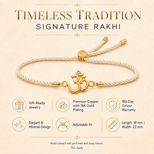 18K Gold Plated Rakhi Om Motif Religious Spiritual Traditional Rakhi - House of Viya