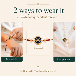 18K Gold Plated Rakhi Stone-Studded Chakra Motif Traditional Rakhi - House of Viya