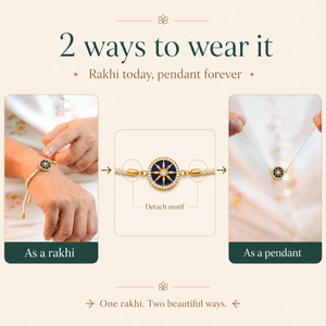 18K Gold Plated Rakhi Stone-Studded Chakra Motif Traditional Rakhi - House of Viya