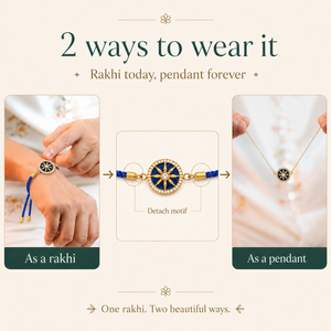 18K Gold Plated Rakhi Stone-Studded Chakra Motif Traditional Rakhi - House of Viya