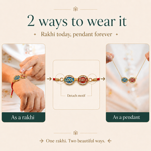 18K Gold Plated Rakhi Stone-Studded Cool Brother Charm Design Rakhi - House of Viya