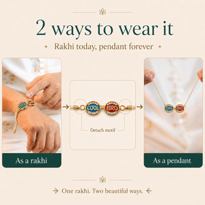 18K Gold Plated Rakhi Stone-Studded Cool Brother Charm Design Rakhi - House of Viya