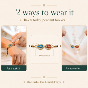 18K Gold Plated Rakhi Stone-Studded Cool Brother Charm Design Rakhi - House of Viya