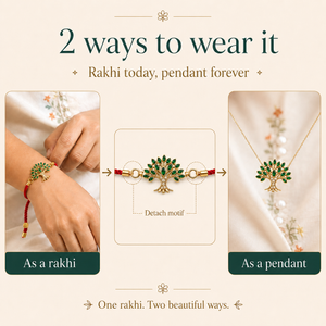 18K Gold Plated Rakhi Stone-Studded Tree Motif Floral Design Rakhi - House of Viya