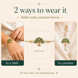 18K Gold Plated Rakhi Stone-Studded Tree Motif Floral Design Rakhi - House of Viya