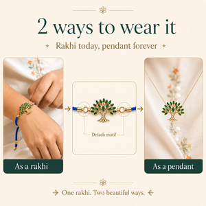 18K Gold Plated Rakhi Stone-Studded Tree Motif Floral Design Rakhi - House of Viya