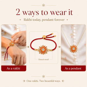 18K Gold Plated Rakhi Stone-Studded Sun Chakra Motif Design Rakhi - House of Viya