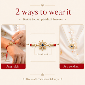 Rakhi Stone-Studded Starburst Motif Charm Rakhi - House of Viya